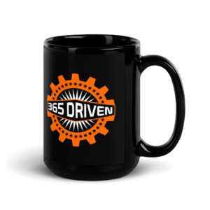 15oz Black Glossy Mug Orange Logo